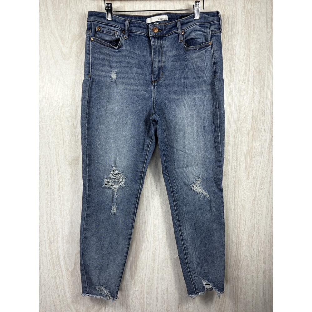 Ella Moss Skinny Jeans 32 High Rise Distressed‎ Light Wash Ankle Boho Chic - Picture 2 of 7
